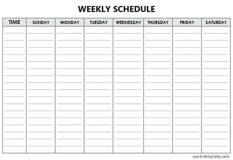 weekly schedule printable template    print  print