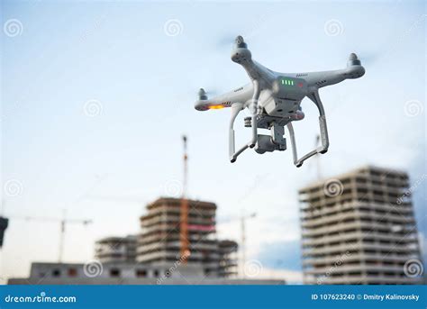 drone  construction site video surveillance  industrial inspection stock photo image