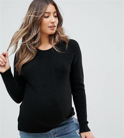 asos maternity sweater  fluffy yarn  crew neck black maternity sweater asos maternity