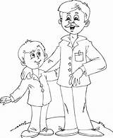 Father Coloring Son Clipart Pages Color Drawing Finished sketch template