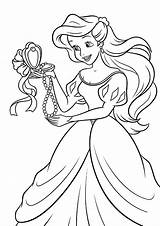 Coloring Ariel Mermaid Princess Pages Disney Little Color Print Craft sketch template