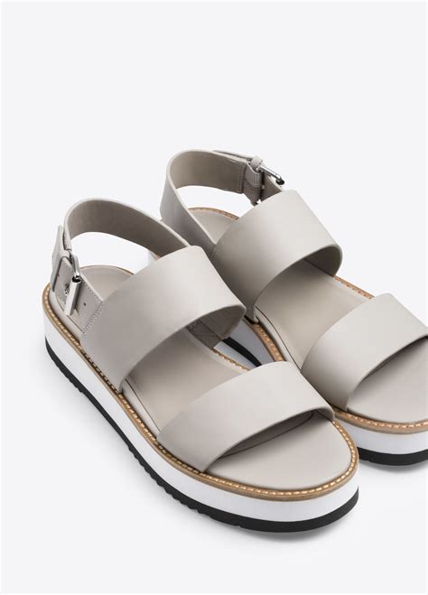 lyst vince  leather flatform sandals  gray