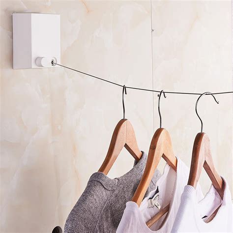 punching wall hanging retractable clothesline balcony invisible drying rack wall mounted