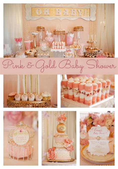 whimsical pink  gold baby shower pretty  party party ideas