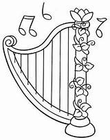 Arpas Harpa Harp Davi Instrumentos Musicales Musicais sketch template
