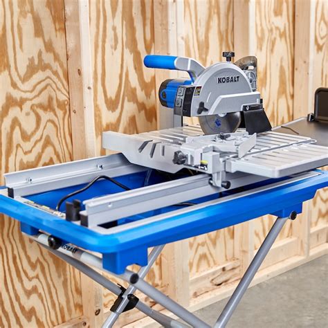 kobalt 7 in 10 amp wet sliding table tile saw with stand in the tile