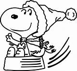 Snoopy Sleigh Peanuts Bestcoloringpagesforkids Colouring Wecoloringpage sketch template