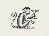 Monkey Drunk Choose Board Drawing Illustration sketch template