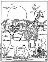 Savanna Girafe Afrique Zoo sketch template