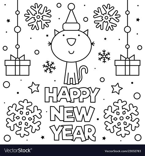 happy  year coloring page royalty  vector image