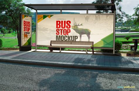 spectacular bus stop mockups  roadside poster mockups zippypixels