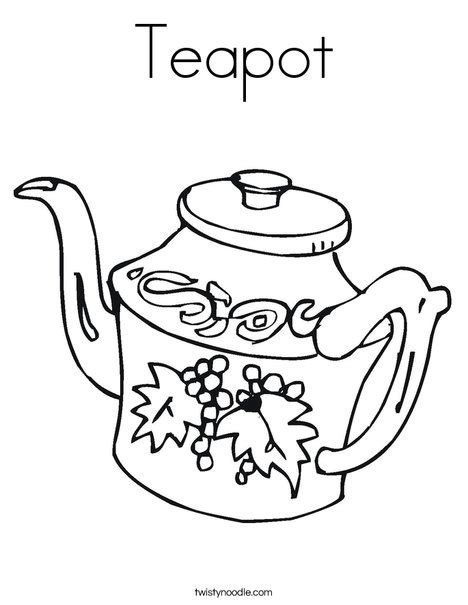 teapot coloring page twisty noodle