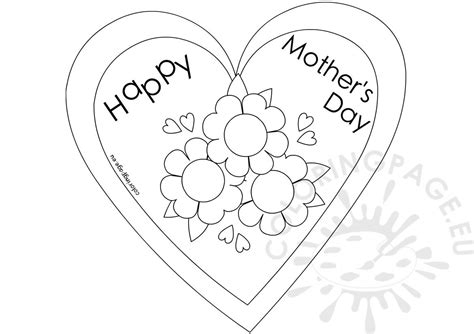 happy mothers day card floral heart design coloring page