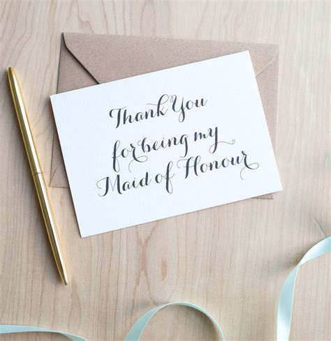 thank you for being my maid of honour greetings card by sincerely may
