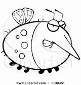 Outlined Chubby Mosquito Angry Clipart Cartoon Thoman Cory Coloring Vector sketch template