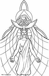 Holy Trinity Coloring Pages Catholic Spirit Drawing Jesus Crafts Dove Religious Descended Upon Color Symbol Snowflakeclockwork Cross Baptized Lord After sketch template
