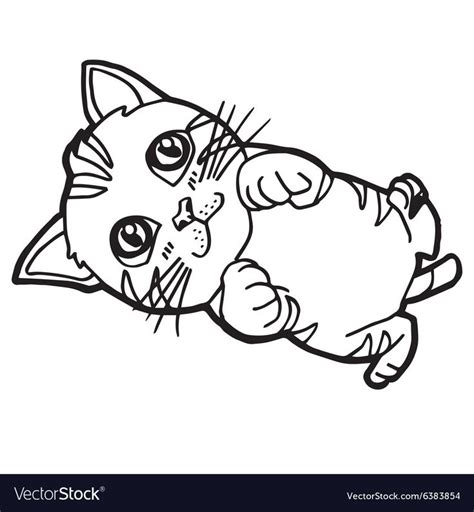 cartoon cat coloring page  kid isolated  white