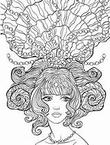 Coloring Pages Crazy Hair Colouring Adult People Sheets Drawing Color Adults Mandala Printable Books Drawings Mermaid Pearls Princess Sea Her sketch template
