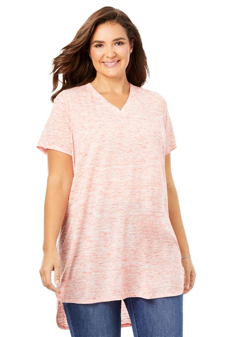 Woman Within Woman Within Womens Plus Size Marled V Neck Tunic