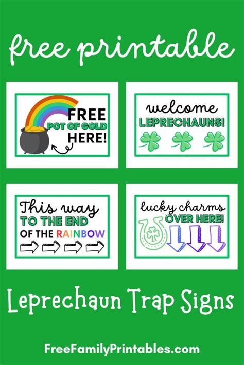 printable leprechaun trap signs  family printables
