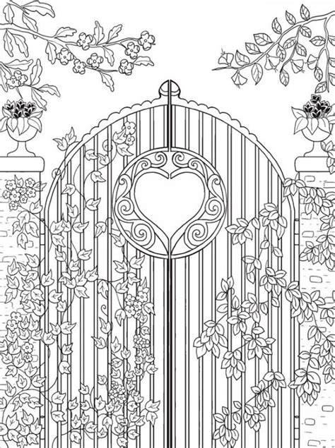 freebie garden gate coloring page adult coloring pages coloring pages  grown ups colouring