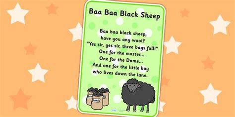 baa baa black sheep nursery rhyme poster nursery rhymes sheep