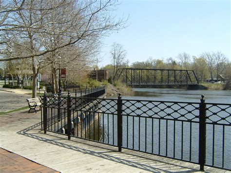 allegan mi allegans riverfront  historic iron bridge photo picture image michigan