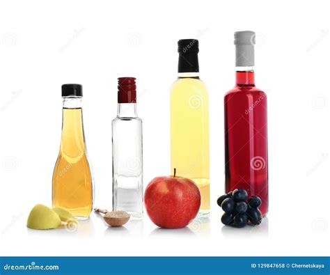 composition   kinds  vinegar  ingredients stock photo image  apple