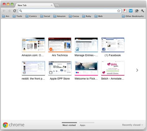 chrome  released  improved start page ars technica