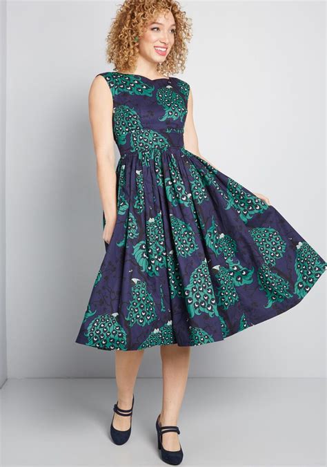 modcloth modcloth x dupenny fabulous fit and flare dress with pockets