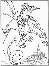 Dragon Coloring Pages Princess Dragons Printable Water Knights Colouring Print Realistic Color Rider Knight Adults Kids Sheets Chinese Fantasy Label sketch template