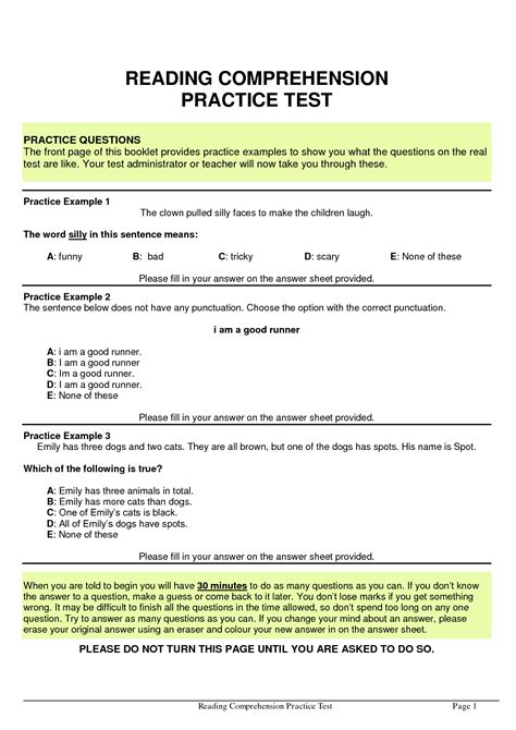 solution english reading comprehension practice test  answers