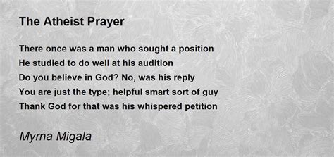 atheist prayer  atheist prayer poem  myrna migala