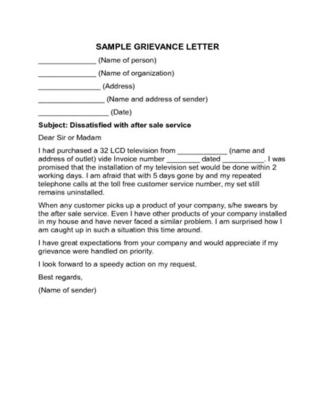 grievance letter templates fillable printable  forms