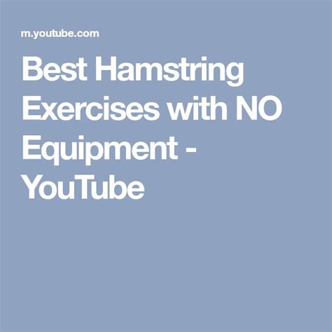 Best Hamstring Exercises With No Equipment Youtube