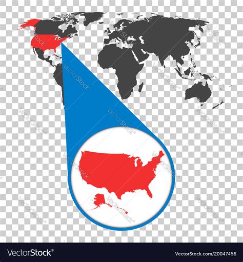 world map  zoom  usa america map  loupe vector image