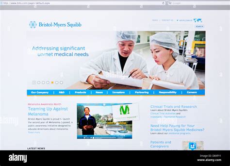 bristol myers squibb website global biopharmaceutical company stock photo alamy