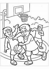 Basketball Coloring Pages Kids Playing Children Game Color Drawing Nba Street Coloriage Printable Print Getdrawings Justcolor Group sketch template