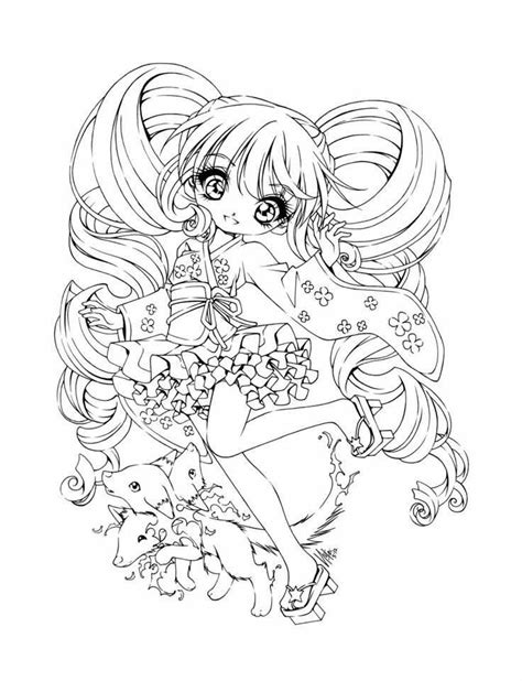 kleurplaat kawaii girl
