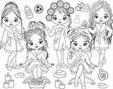 Spa Clipart Party Girls Girl Vector Coloring Clip Etsy Choose Board Makeup sketch template