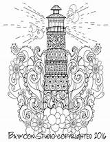 Coloring Pages Lighthouse Adult Printable Boho Book Light Hand Drawn Colouring Beach Sheets Doodle Outline Vector Tattoo Style Choose Board sketch template