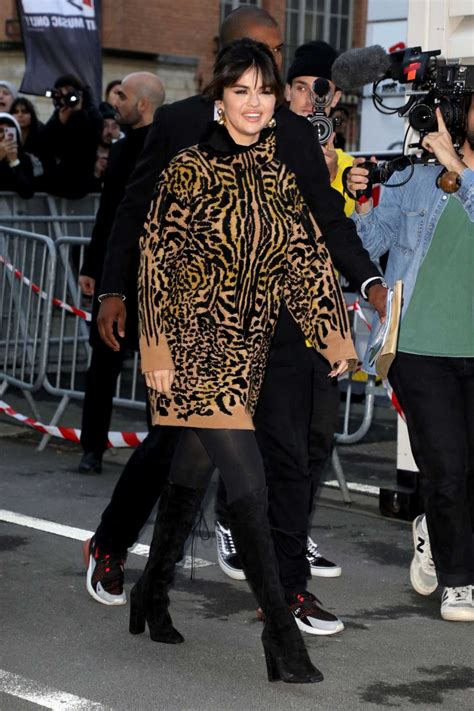 Selena Gomez In A Leopard Print Dress Arrives At Nrj Radio
