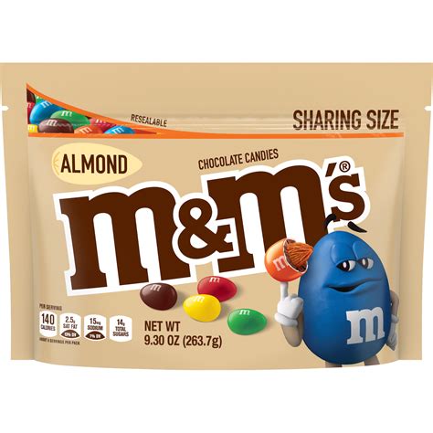 Mandms Almond Milk Chocolate Candy 9 3 Oz Resealable Bag Sharing Size