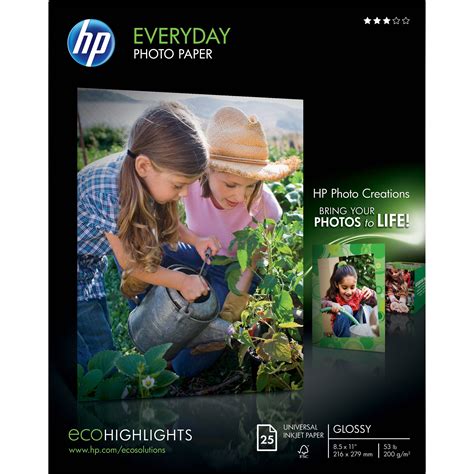 Hp Everyday Glossy Photo Paper 8 5x11 25 Sheets Q5498a Bandh
