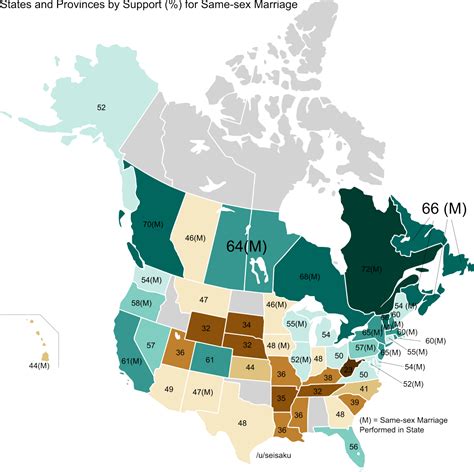 Support For Same Sex Marriage By State Province Maps On The Web