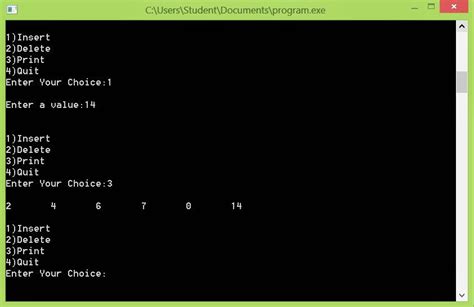 program  implementation  circular queue  array