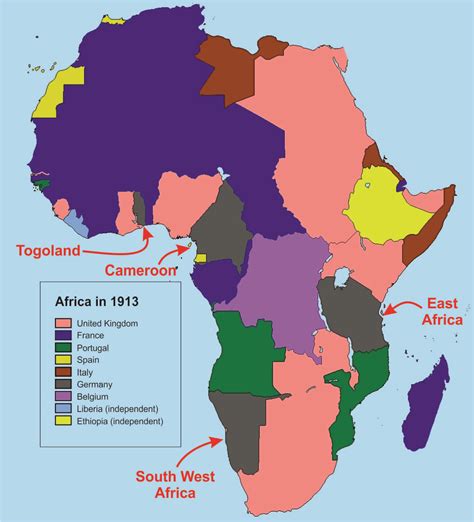 colonial africa  showing  campaigns  german colonies source wikipedia