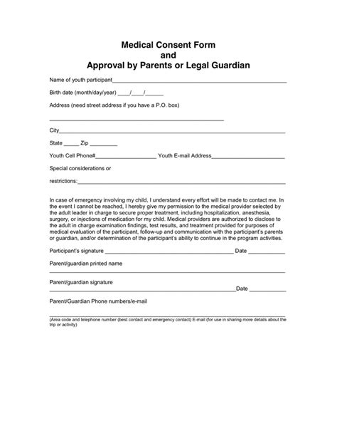 medical consent form  word   formats