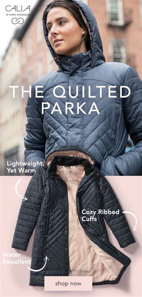 the calia by carrie underwood quilted parka is engineered