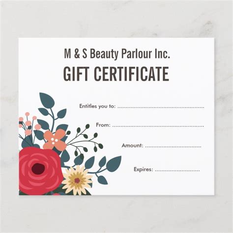 hair salon gift certificate template template